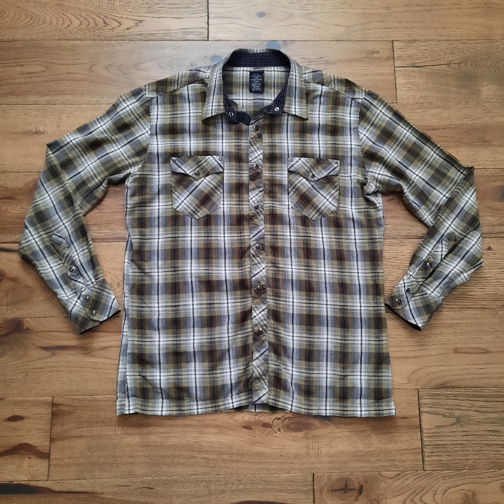 Kuhl Men's Plaid Casual Button Down Shirt - Green and Brown